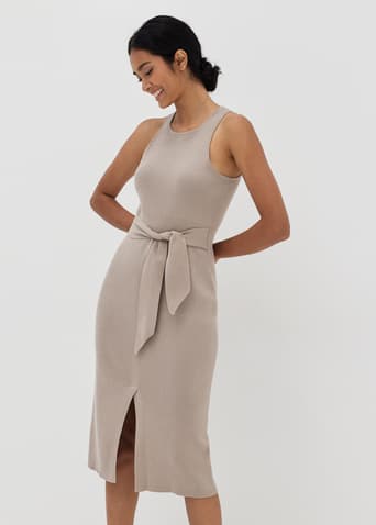 Olym Ribbed Knit Midi Dress