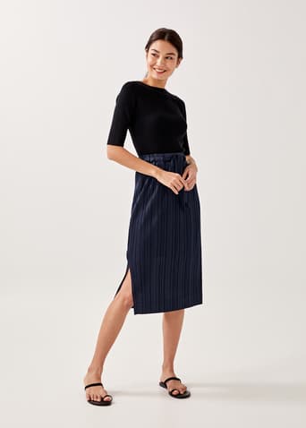 Aubreya Pleated Column Midi Skirt