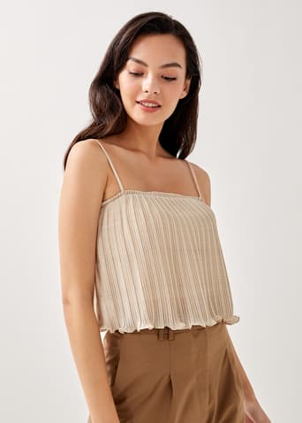 Lyla Micro Pleated Cropped Camisole Top