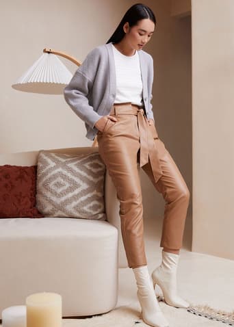 Mindi Pleather Peg Leg Trousers