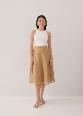 Torryn Linen Bias Cut Midi Skirt