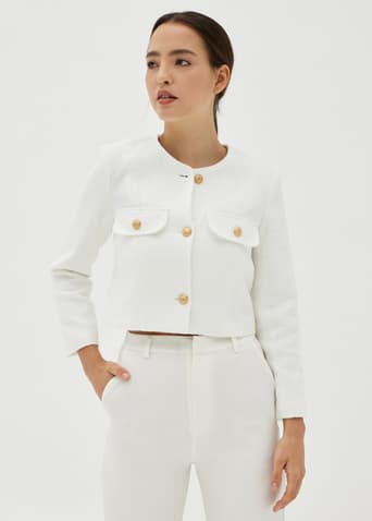 Elon Tweed Button Down Blazer