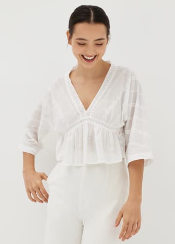 Laila Broderie Relaxed Babydoll Top
