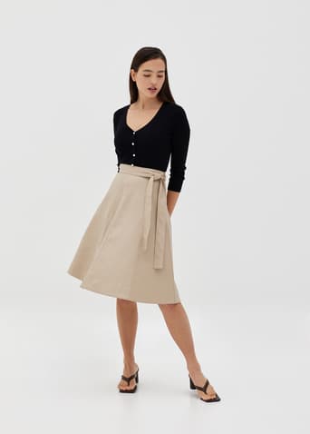Ozzie Sash Leather Flare Skirt