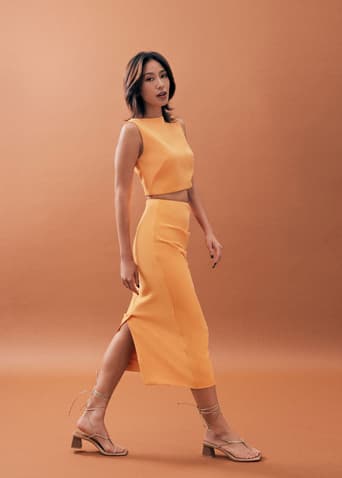 Mailea Side Pleat Column Skirt