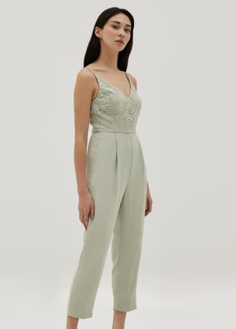 Maela Mixed Fabric Jumpsuit