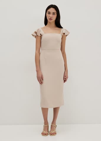 Rayanna Padded Ruffle Sleeve Pencil Dress