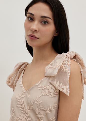 Caelyn Organza Lace Tie Shoulder Top