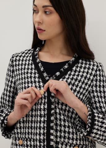 Bellona Houndstooth Collarless Blazer