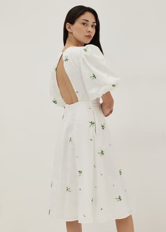 Juliet Padded Embroidered Open Back Dress