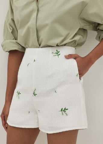 Lucia Embroidered A-line Tweed Shorts