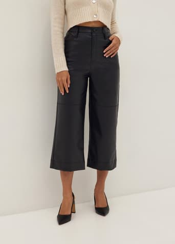 Theia Pleather Wide Leg Pants