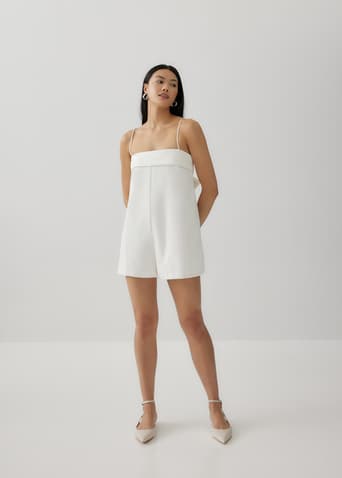 White strapless cheap romper shorts