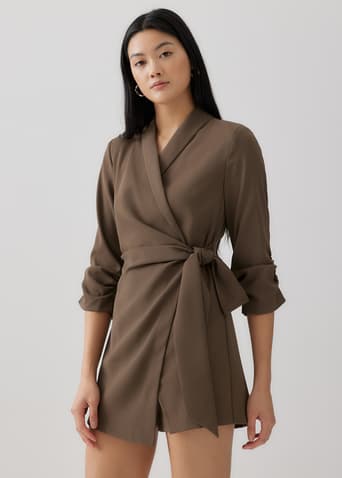 Miranda Shoulder Padded Wrap Romper