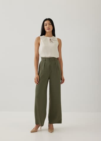 Monalise Pleat Straight Leg Pants
