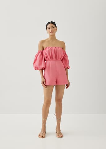 Malika Ruched Off Shoulder Romper