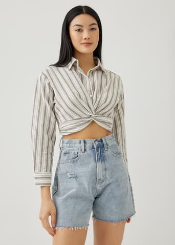 Felize Striped Twist Front Shirt