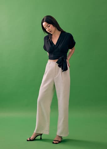 Janeth Textured Straight Leg Pants