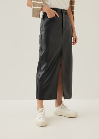 Jaclyn Pleather Column Maxi Skirt