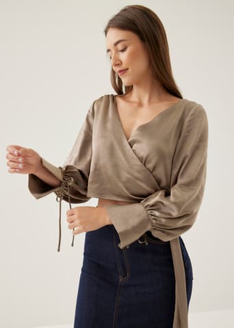 Elicia Satin Wrap Blouse