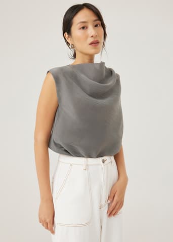 Nadya Asymmetric Organza Blouse