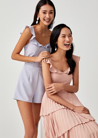 Sorille Ruffle Hem Tie Back Romper
