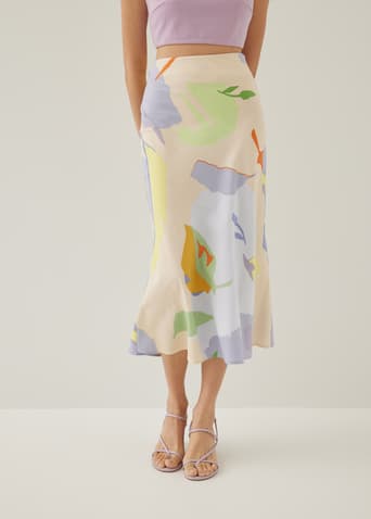 Zandra Flare Midaxi Skirt in Tropical Mirage