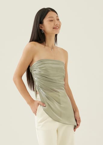 Valrie Asymmetric Ruched Tube Top