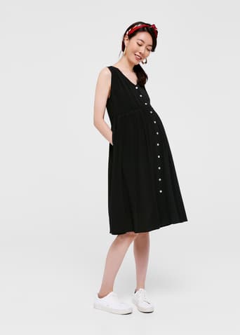 Esly Maternity Pleated Button Down Dress
