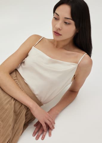 Amia Satin Cowl Neck Top