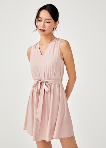 Amorette Gathered Tie Front Dress