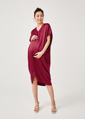 Bedelia Maternity Satin Kaftan Dress