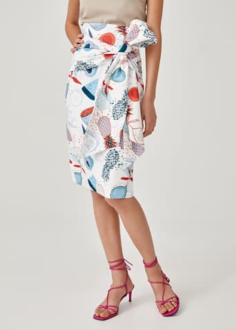 Marivel Tie Front Pencil Skirt in Fruity Punch
