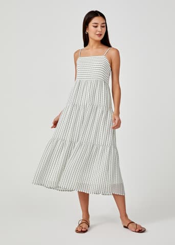 Meredith Tiered Textured Maxi Dress