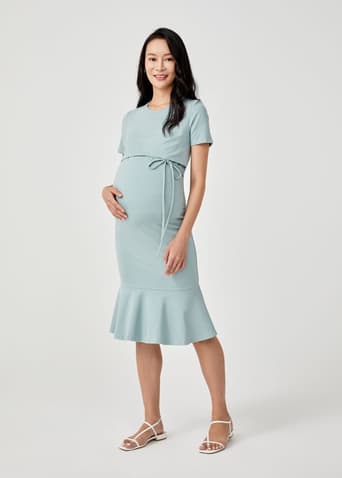 Raylyn Maternity Nursing Trumpet Midi Dress