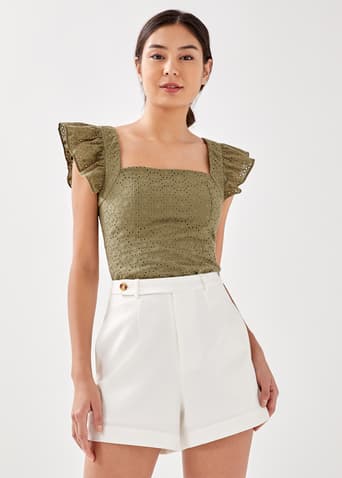Margot Broderie Ruffle Top