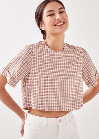 Maisie Gingham Boxy Crop Blouse