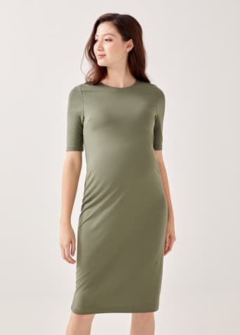 Tealia Maternity Shelf-Bra Jersey Midi Dress