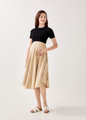 Saira Maternity Front Wrap Midi Skirt