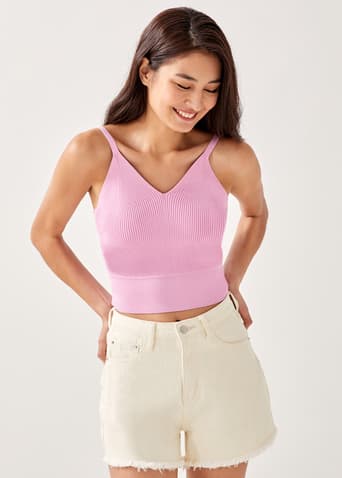 Sophie Ribbed Knit Cropped Camisole
