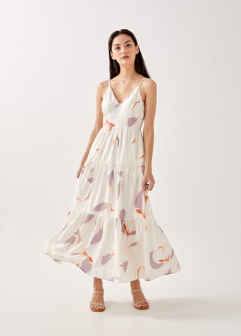 Phaedra Tiered Ruched Panel Dress in Floral Odyssey