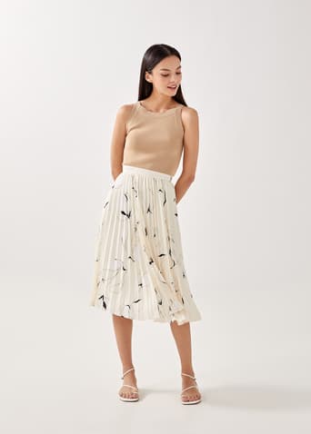 Emory Pleated Midi Skirt in Floral Odyssey