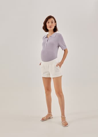 Zenni Maternity Elastic Cotton Twill Shorts