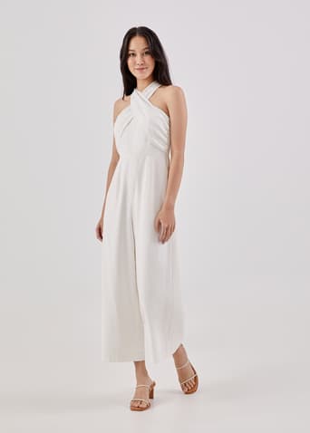 White dressy deals jumpsuits evening wear
