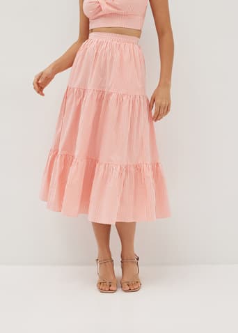 Bertia Striped Tiered Skirt