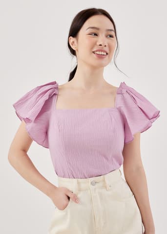 Yareli Flutter Sleeve Fitted Top