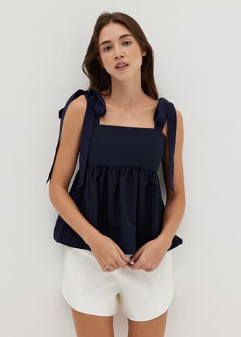 Gamila Babydoll Ribbon Tie Top