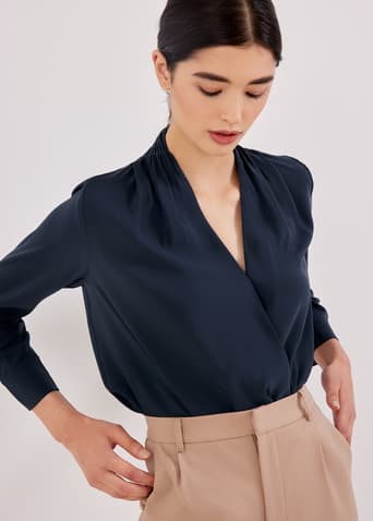 Ada Satin Wrap Blouse