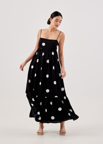 Flyn Polka Dot Babydoll Maxi Dress