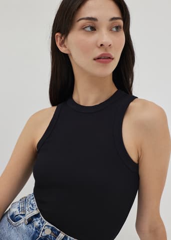 Sevyn Ribbed Racer Tank Top